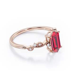 Bague de mariage classique en argent sterling 925 avec rubis de laboratoire de 0,5 carat, taille hexagonale, sertie à griffes, faite à la main, pour femme, pierre précieuse - Product Image 6