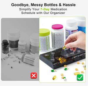 Organisateur de pilules hebdomadaire AIMO 271 XL, grande capacité, 2 fois par jour, boîte à pilules extra-large pour 7 jours, étui à pilules AM/PM, organiseur de médicaments - Product Image 6