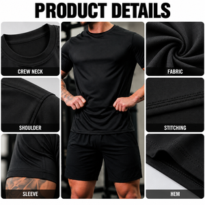 T-shirt da Palestra <span class=keywords><strong>Slim</strong></span> <span class=keywords><strong>Fit</strong></span> per <span class=keywords><strong>Uomo</strong></span>, Abbigliamento Sportivo Personalizzato OEM ODM, Asciugatura Rapida, Leggero, Traspirante, per Sollevamento Pesi - Product Image 4