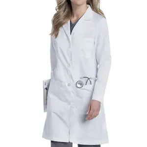 Oberschenkel länge Long Labcoat Doctor Cotton Polyester Langarm Günstige Medical White Lab coats