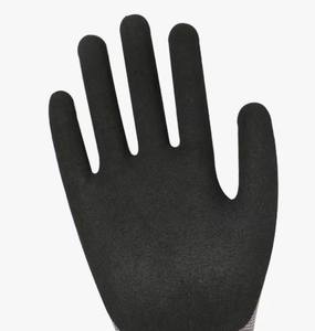 加密技术高柔性灰色尼龙材料丁腈哑光涂层手掌强力抓地力安全耐磨手套 - Product Image 3