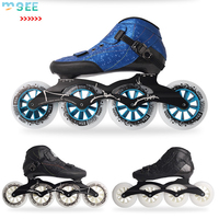 Patins à roulettes de vitesse SeeMore Inline Speed Carbon, patins de course, roues en PU à rebond élevé 85A, botte en fibre de carbone