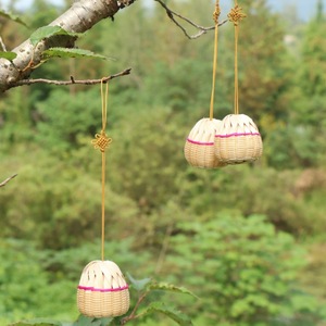 Bamboo Weaving Craft Ball Natural Handmade Souvenir Keychain Gift Folk Art Decor - Product Image 3