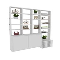 Étagère de rangement ouverte autoportante moderne blanche pour magasin de détail avec vitrine et rangement