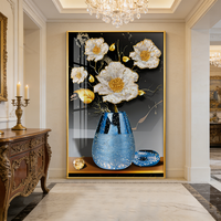 Décorations d'art islamique en gros et sur mesure, vases bleus haute définition, peintures florales en porcelaine LED cristalline, décoration intérieure.