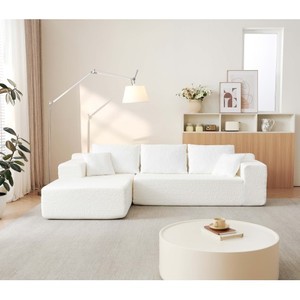 Cloud Convertible Three Seat Sectional <b>Sofa</b> L-Shaped Chaise Modern Black Deep Seat Upholstered Couch for Living Room Bedroom - Product Image 1