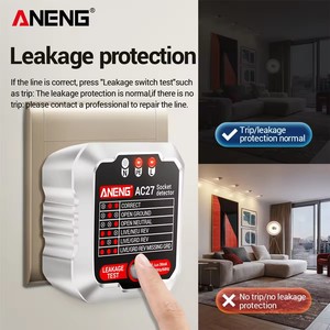 Detector de Voltaje y Polaridad de Enchufes Europeos y Americanos ANENG AC27, Detector de Disyuntores, Probador de Enchufes Inteligente - Product Image 3