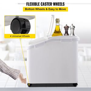 DB Wholesale Contenedores de almacenamiento de ingredientes Prosave comerciales de 11,4 galones Contenedores de harina de 280 tazas con ruedas Uso doméstico - Product Image 6