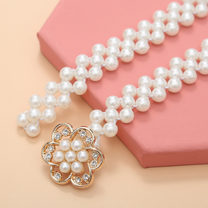 30 Stili di Cinture con Perle per Abiti da Donna, <span class=keywords><strong>Cintura</strong></span> Elastica con Fibbia in Lega, Cinture con Fiori, Cuori e Cristalli per Ragazze - Product Image 3