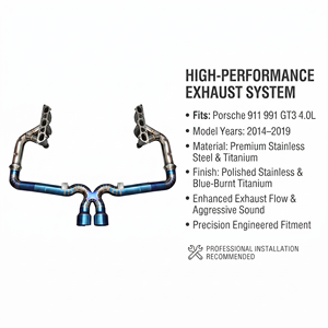 Vortex Exotic Gradient Ti Header <b>Back</b> Setup Featuring Vacuum Valve Fits Porsche 991 GT3 4.0L Tuning - Product Image 1