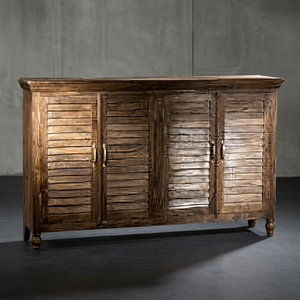 Wooden Shutter <b>Sideboard</b> 4 Panel Storage Cabinet <b>Rustic</b> Design for Living Room Dining Room Home Furniture and Decor - Product Image 1
