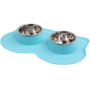 Gamelle en acier inoxydable pour chiens et chats, tapis de Silicone antidérapant, mangeoire pour animaux domestiques, bol d'alimentation pour chiens et chats - Product Image 3