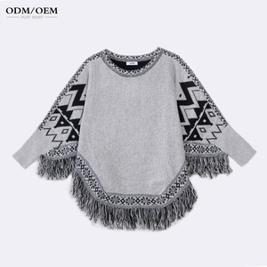 เสื้อสเวตเตอร์ผ้าฝ้าย 100% แบบสวม คอวี ดีไซน์พู่ห้อย แต่งลายแจ็คการ์ด สไตล์ลำลองสำหรับผู้หญิง รับผลิตแบบ OEM ODM พร้อมสกรีนโลโก้ - Product Image 1