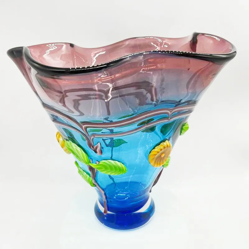 Cổ điển tay thổi Murano Glass Flower Vase Picasso trang trí nghệ thuật