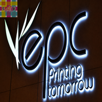 Lettres de logo rétroéclairées en aluminium noir 3D personnalisées pour la décoration de la façade de la marque