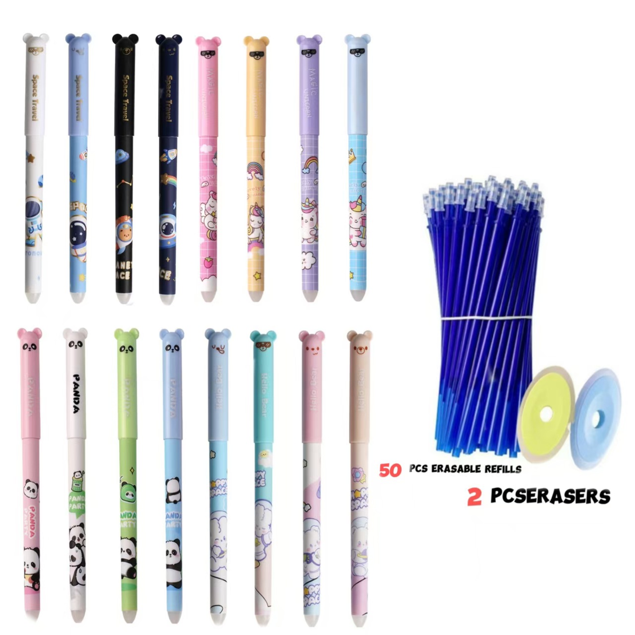 4 peines 16 bolígrafos+50 recambios+2 gomas de borrar-lanxin