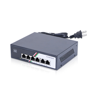 Switch PoE de 6 Puertos y 100 Mbps con Fuente de Alimentación de 48 V para Redes de Cámaras CCTV/IP, 2 Puertos de Enlace Ascendente, 1 Año de Garantía, Compatible con VLAN