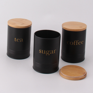 Juego de 3 botes de metal para cocina, juego de almacenamiento con tapa de bambú, ahorro de espacio, para té, café y azúcar - Product Image 3