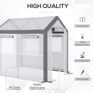Invernadero Tipo Túnel MQ para Exteriores con Marco de PVC, Ventana Enrollable, Puerta con Cierre y Cubierta Impermeable para Jardín Doméstico - Product Image 3
