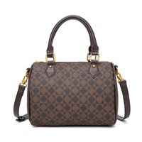 Sac à main tendance en cuir PU personnalisé avec logo imprimé, fermeture éclair de luxe, bandoulière unique, motif écossais moyen, végan