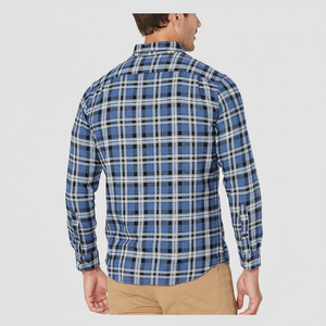 Chemise en flanelle à manches longues pour homme, personnalisée, patchwork, couleurs contrastées, boutonnée, douce, brossée, 100% coton, respirante, écologique - Product Image 1