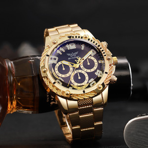 Reloj de Cuarzo Analógico para Hombre ZHOWE, Correa de Acero Aleado, Cronógrafo, Caja Dorada de 22 CM, Grosor de 15 mm, Sin Resistencia al Agua - Product Image 1