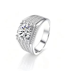 Anel Masculino Imponente de Prata 925 com 3 Quilates de Pedras Completas, Pedra Incrustada em Sarja e Pedra Mosang, Sucesso de Vendas TikTok, Direto da Fábrica - Product Image 5