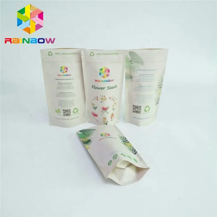 Индивидуальный бумажный биоразлагаемый стоячий мешок, пла-пакет с логотипом, биоразлагаемые пластиковые пакеты