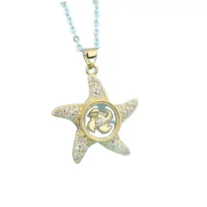 Rotating starfish necklace when the transport of gold windmill pendants stall source of night market pentagram pendants source m