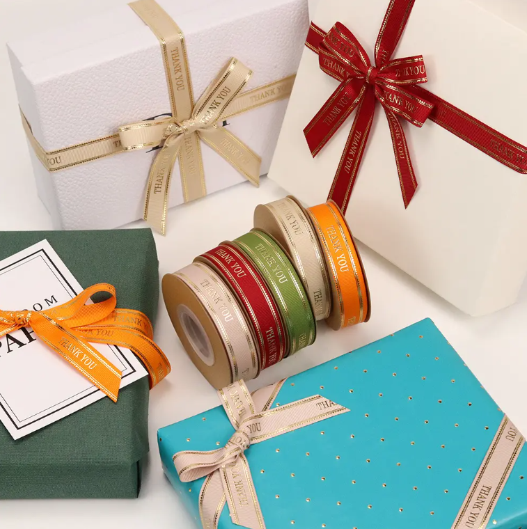 Custom Printed Ribbon Personal Logo Giftbox Baking Wrap Anniversary Custom Ribbons Gift Display Stand