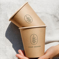 Gobelets à café en papier kraft biodégradable, écologiques, à paroi simple, avec logo personnalisé, certifiés Allwin Packfactory