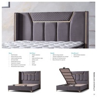 Lit d'hôtel en tissu de style moderne en bois de rose massif, couleur personnalisée, avec serrure de sécurité, disponible en tailles simple, double, king, super king, queen et sur mesure