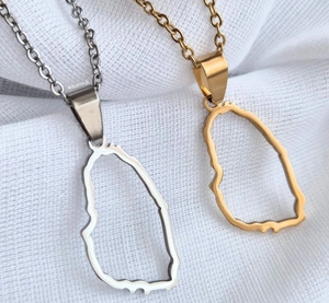 Collier Pendentif Carte de Saint-<span class=keywords><strong>Vincent</strong></span> en Acier Inoxydable Ajoure, Bijoux Islamiques Unisexe - Inspire Jewelry - Product Image 1