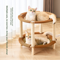 Lit rafraîchissant pour chat d'été, cadre en bois, tapis en nylon, nid pour animaux de compagnie toutes saisons pour plusieurs chats