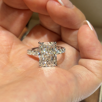 Bague en diamant de laboratoire taille Radiant 1-5 carats, or blanc 14K/18K, 4 griffes pavées, certifiée IGI, couleur D-G, pureté VVS1-VS2