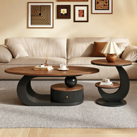 Ensemble de tables basses modernes de luxe léger avec structure métallique et hauteur réglable pour salon, combinaison simple pour la maison