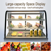 Petite vitrine réfrigérée verticale de comptoir pour gâteaux, à refroidissement par air, température mécanique, en acier inoxydable, pour boulangerie