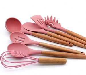 Juego de utensilios de cocina de silicona con mango de madera, divertidos y de calidad premium - Product Image 3