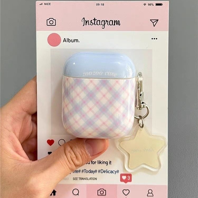 Blue Plaid Diamond Pendant