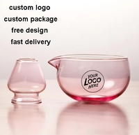 Ensemble de bol à matcha en verre rose écologique de la marque ZY, avec bec verseur, fouet et support, pour cérémonie du thé japonaise, Chawan de haute qualité, cadeau de cérémonie