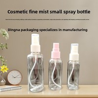 Flacon pulvérisateur cosmétique transparent portable de 60 ml en PET moulé par soufflage, format voyage, à brume fine, avec pompe, forme cylindrique, modèle mini