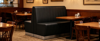 Banquettes de restaurant modernes personnalisables avec matériaux en cuir PU, bois et pierre, écologiques, durables, faciles à nettoyer, mobilier commercial