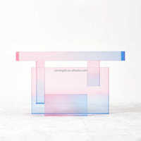 Haut de gamme luxe Transparent arc-en-ciel couleur acrylique Table d'appoint Design moderne décoration salon meubles acrylique Table d'angle