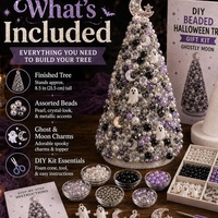 Kit de Bricolage Arbre de Noël Perlé – Ensemble d'Ornements Faits Main avec Perles et Breloques pour Décoration de Fêtes