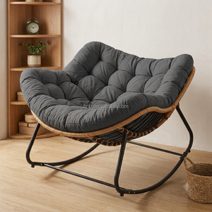 Factory Hot <strong>Sale</strong> Oversized Modern Design Indoor/Outdoor <strong>Rocking</strong> <strong>Chair</strong> Sturdy Comfy Rocker Recliner Large Lounging <strong>Chair</strong> Beige - Product Image 5