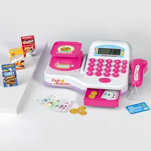 Diversão Finja Jogar Compras Supermercado Checkout Counter Caixa elétrica Brinquedos de computador Jogar Cash Register Toy