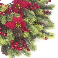 Bouquets de branches de pin de Noël artificielles en plastique simulé, avec aiguilles de pin et baies rouges, moulées par injection, pour l'exportation transfrontalière