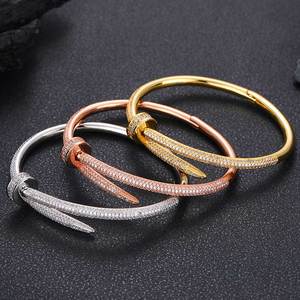 Cross-border Bestseller Classic studded Open Clasp Brass Electroplated ZIRCON Trendy Unisex Bracelet European American Fashion - Product Image 5