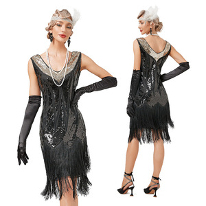 Vestido Flapper de Great Gatsby para mujer, estilo con flecos de cuentas de los años 1920 para fiestas temáticas informales de los años 20 para eventos de Jazz nocturno de Harlem - Product Image 6