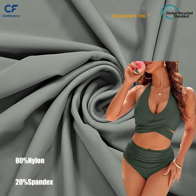Bikini Swimwear Dress Fabric 80% Nylon 20% Spandex Moisture-Absorbent High Elasticity Recovery Anti-Pilling Skin-Friendly Medium